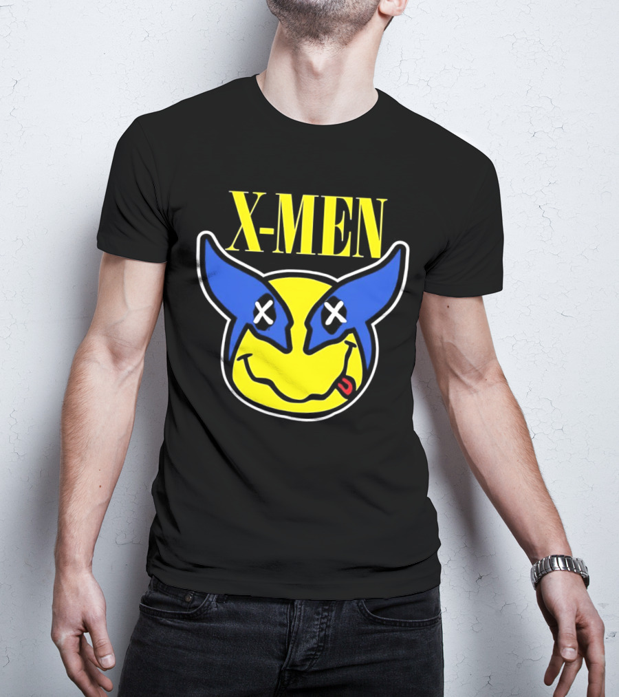 X-Men Wolverine Nirvana Smiley Face Crossover T-Shirt