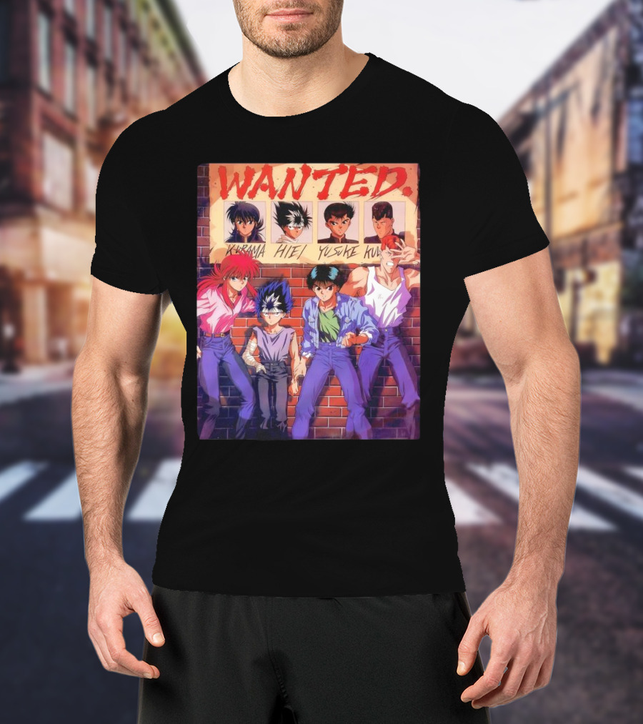 Yu Yu Hakusho 1992 Wanted Kurama Hiei Yusuke Kuwabara T-Shirt