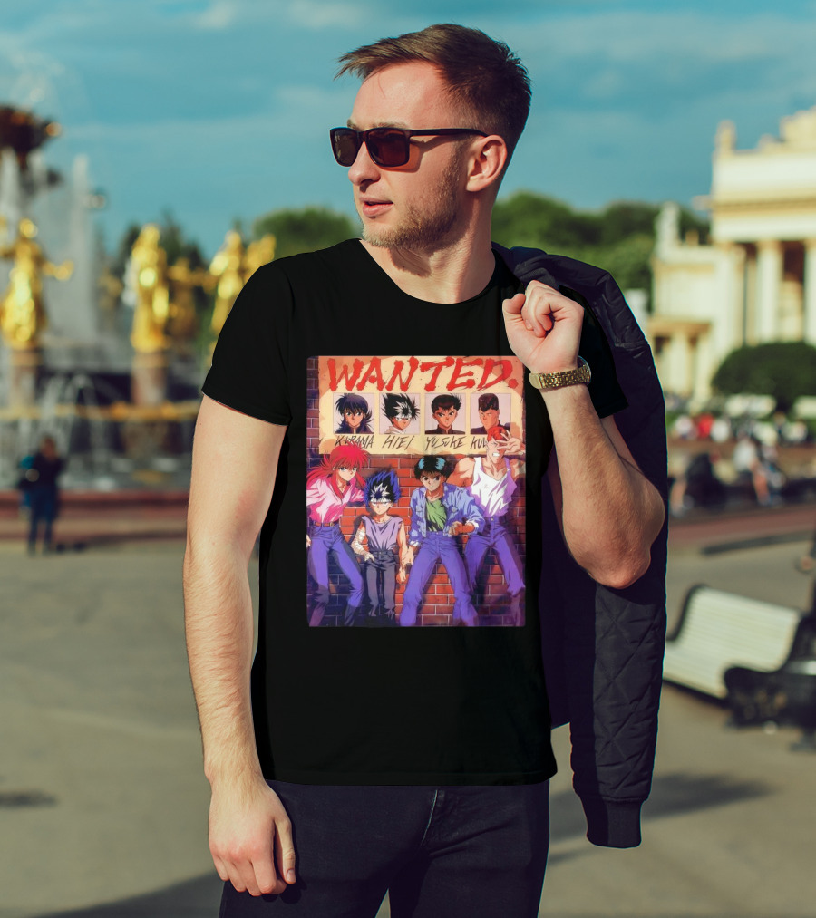 Yu Yu Hakusho 1992 Wanted Kurama Hiei Yusuke Kuwabara T-Shirt
