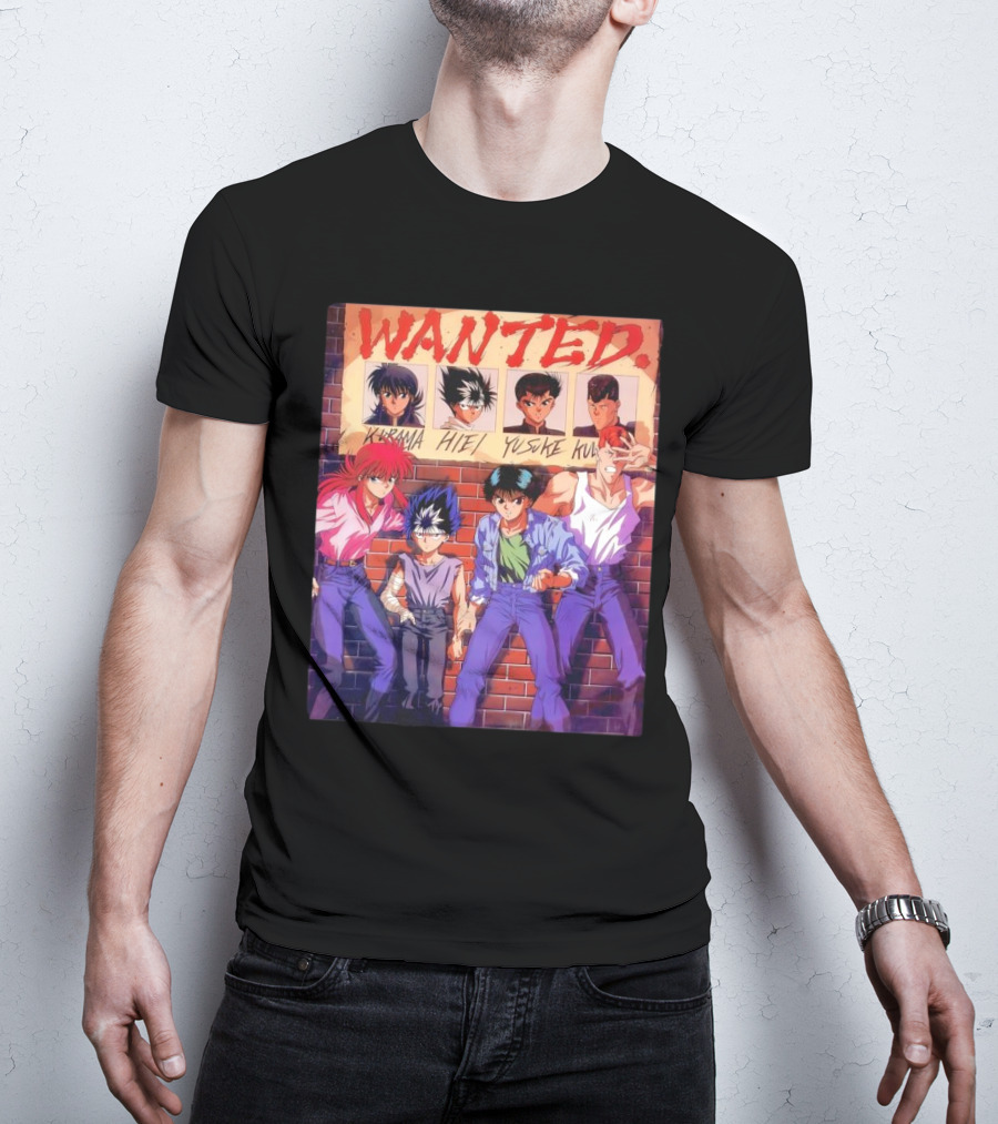 Yu Yu Hakusho 1992 Wanted Kurama Hiei Yusuke Kuwabara T-Shirt