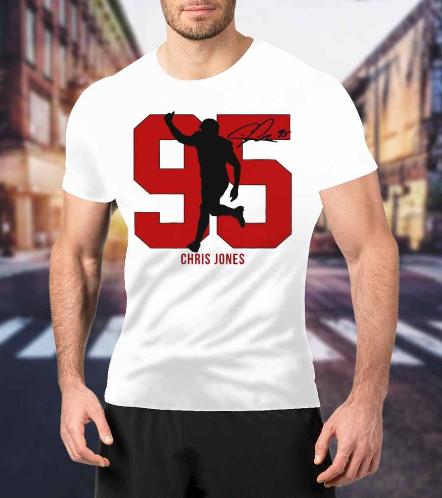 Chris Jones 95 Kansas City Chiefs Silo Signature Action Number T-Shirt
