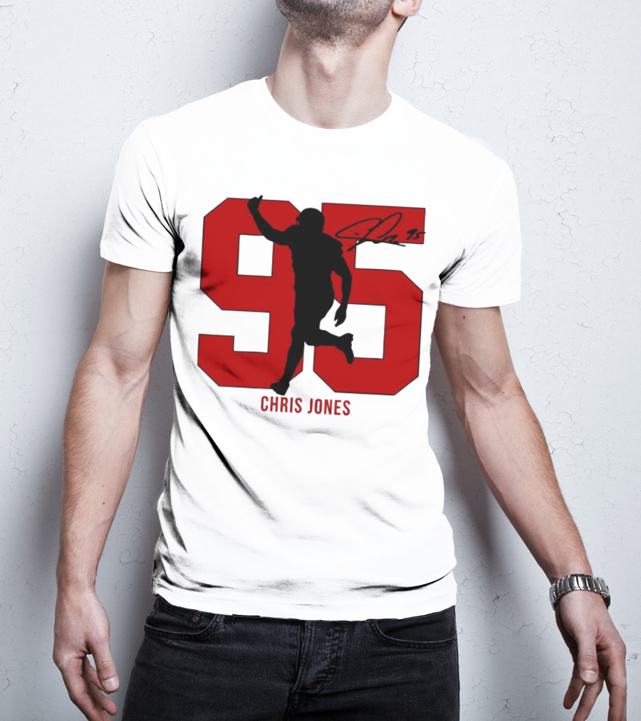 Chris Jones 95 Kansas City Chiefs Silo Signature Action Number T-Shirt