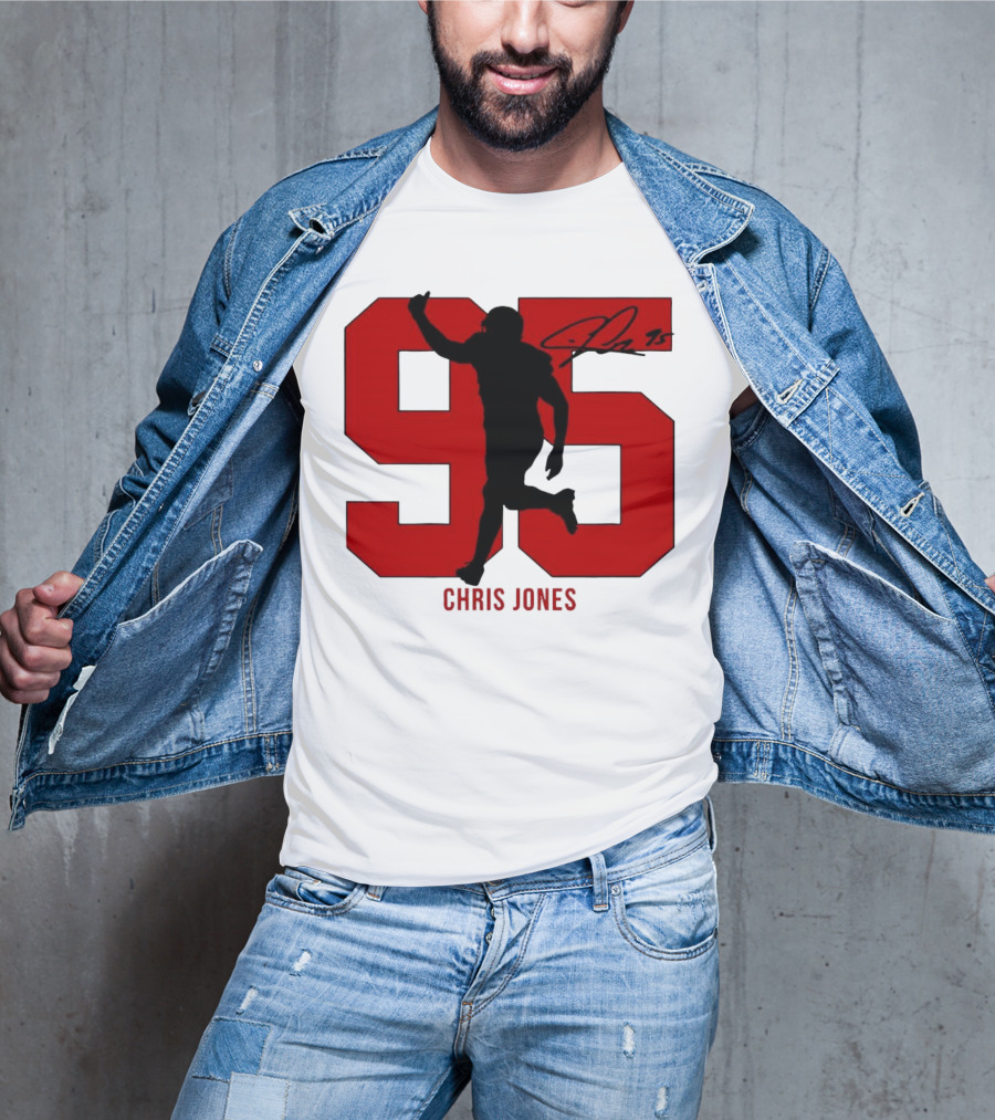 Chris Jones 95 Kansas City Chiefs Silo Signature Action Number T-Shirt