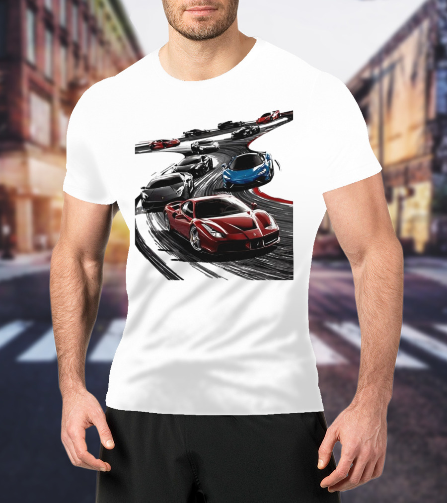 Furious Speed Race Cars Ferrari Lamborghini McLaren Track Racing T-Shirt