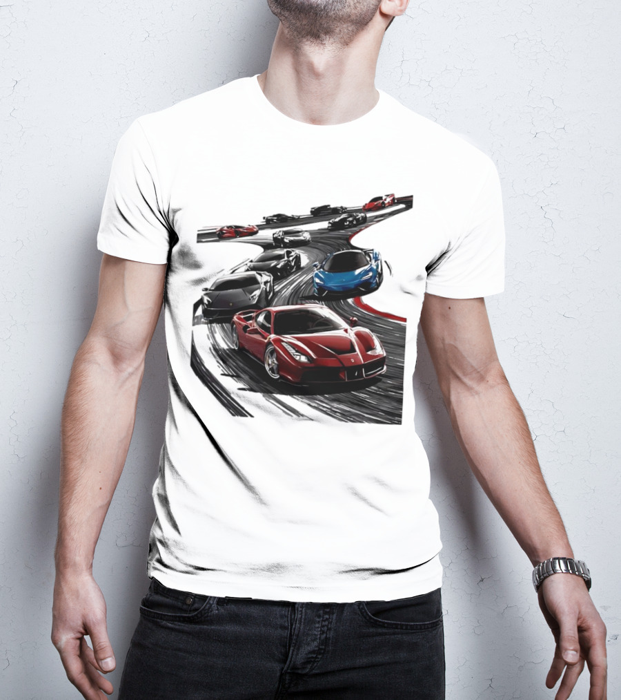 Furious Speed Race Cars Ferrari Lamborghini McLaren Track Racing T-Shirt