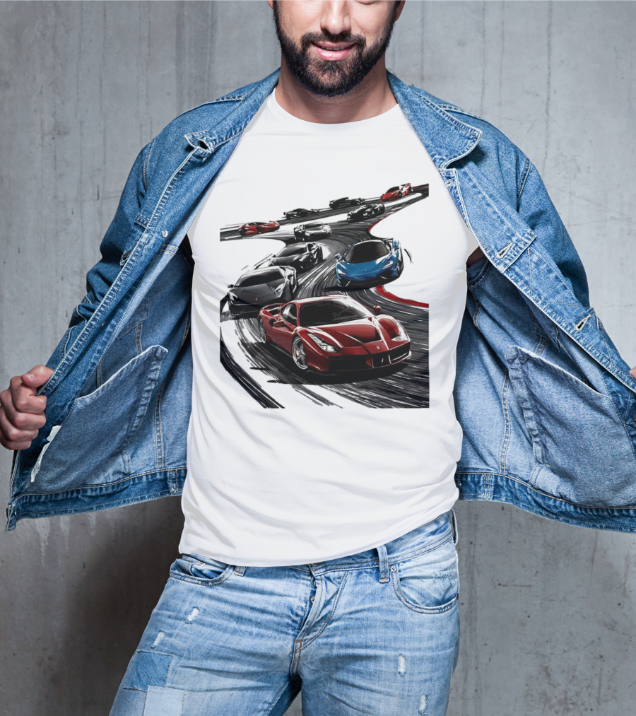Furious Speed Race Cars Ferrari Lamborghini McLaren Track Racing T-Shirt