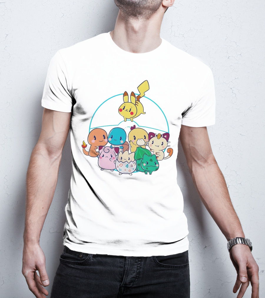 Kawaii Pokes Pikachu Bulbasaur Charmander Squirtle Cuties T-Shirt
