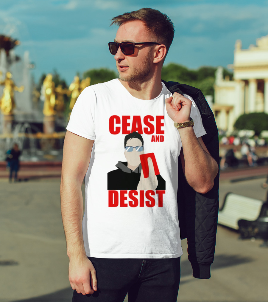 CEASE AND DESIST Red Card Warning T-Shirt