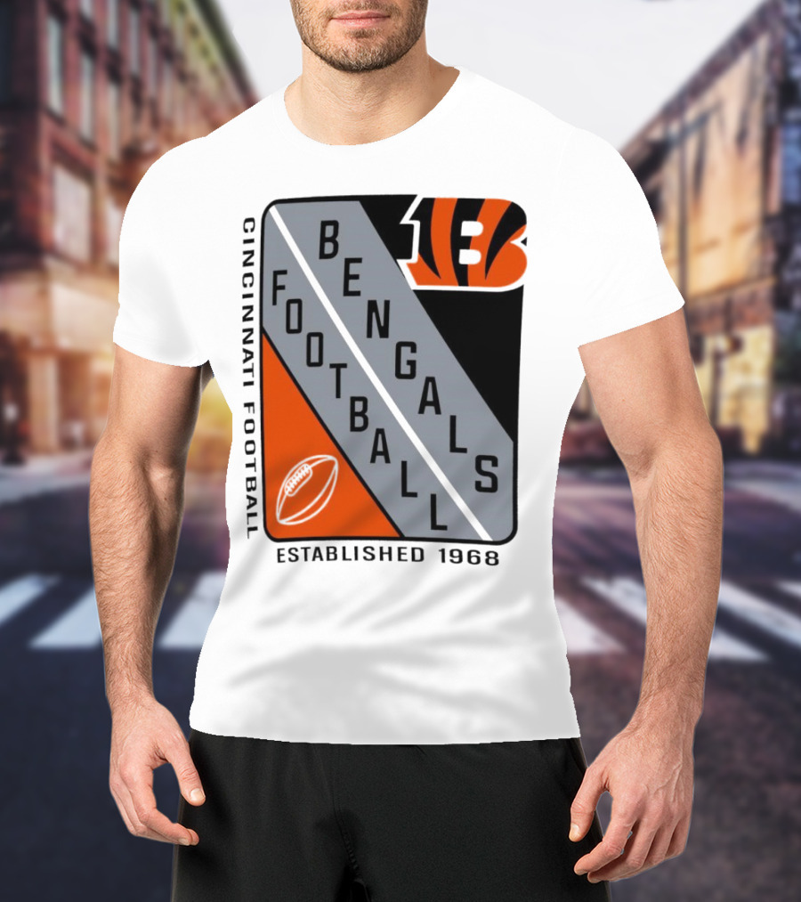 Cincinnati Bengals Football Shield Established 1968 Football Bengals Cincinnati Football T-Shirt