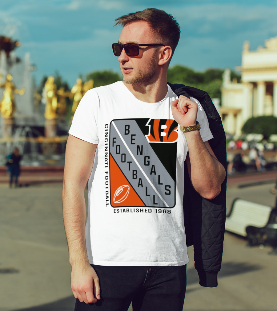 Cincinnati Bengals Football Shield Established 1968 Football Bengals Cincinnati Football T-Shirt