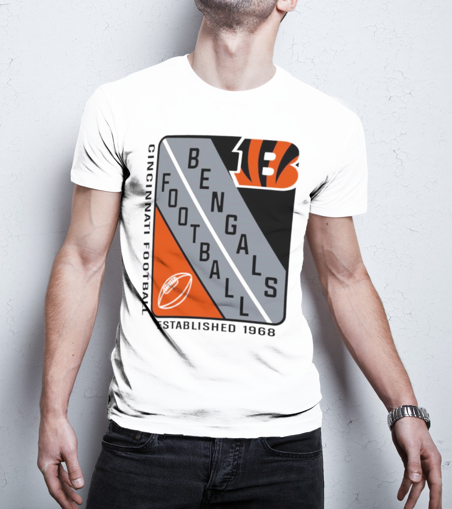 Cincinnati Bengals Football Shield Established 1968 Football Bengals Cincinnati Football T-Shirt