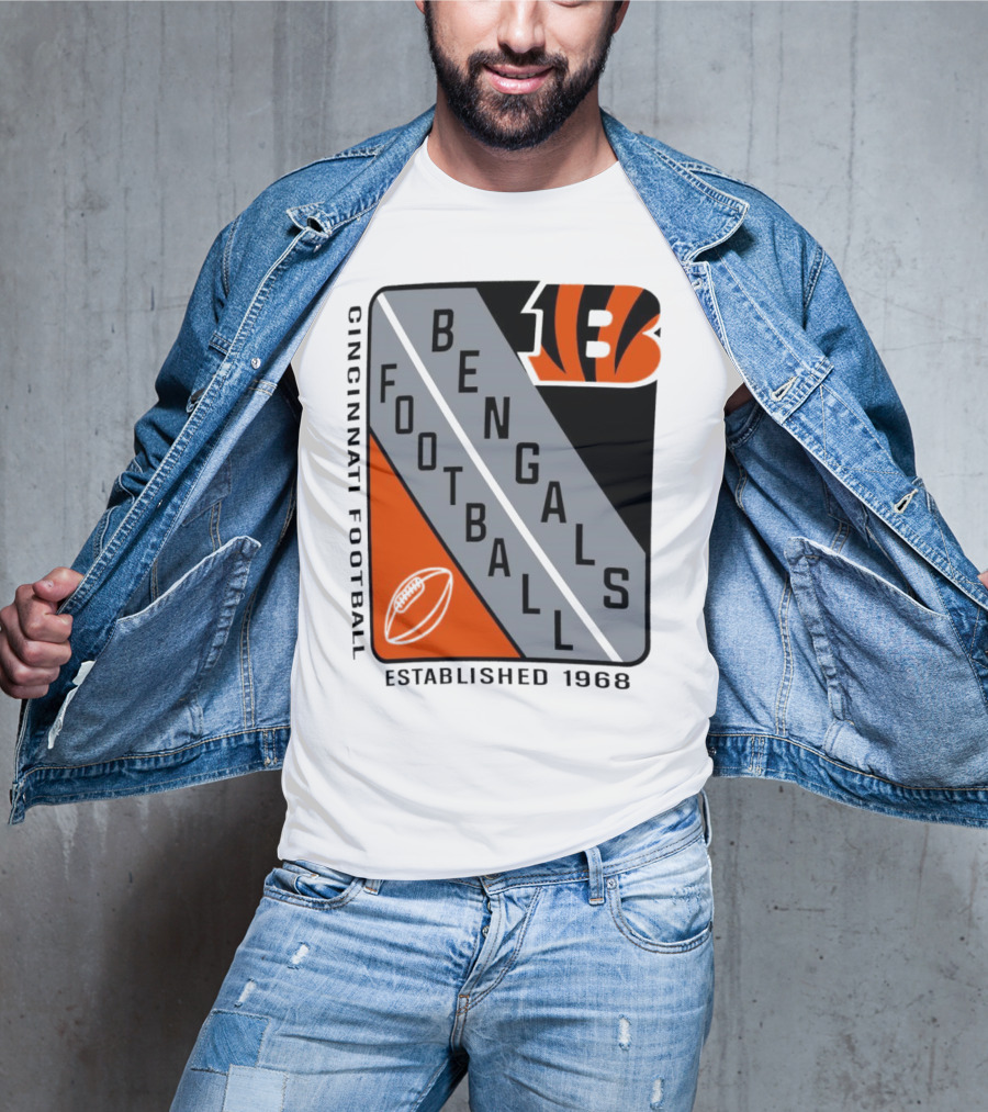 Cincinnati Bengals Football Shield Established 1968 Football Bengals Cincinnati Football T-Shirt