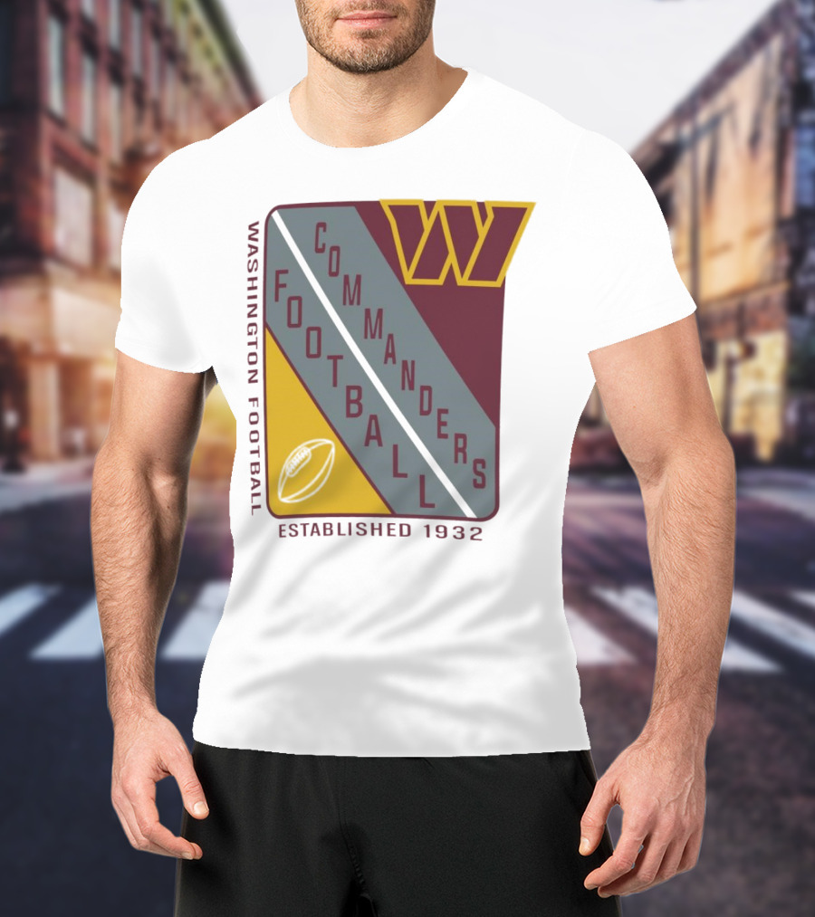 Washington Football Commanders Shield Football Established 1932 T-Shirt