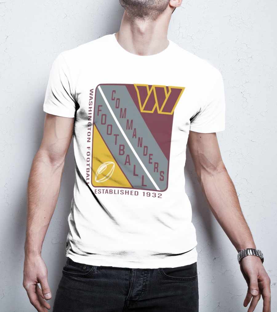Washington Football Commanders Shield Football Established 1932 T-Shirt