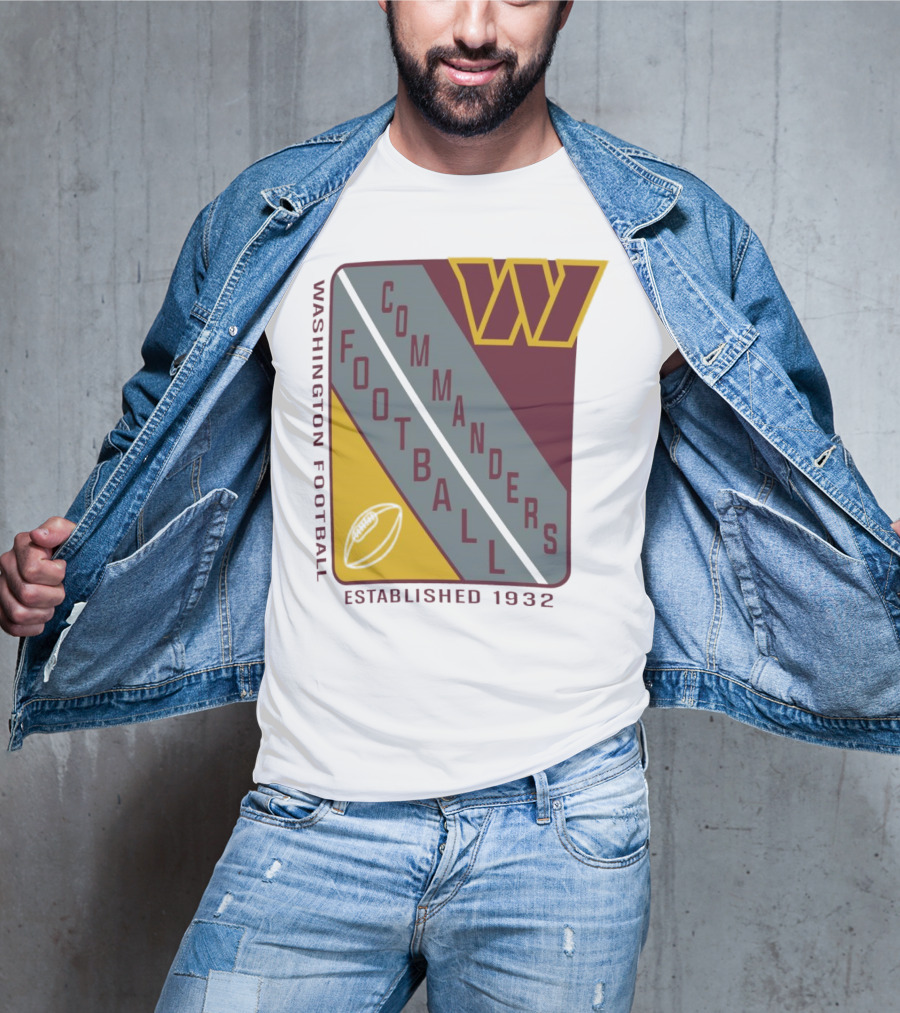 Washington Football Commanders Shield Football Established 1932 T-Shirt