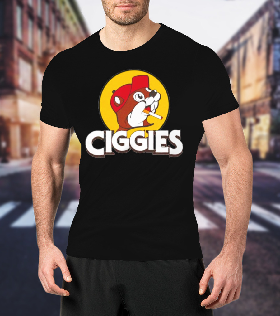 Ciggies Beanie Cap Cartoon Rodent Smoking T-Shirt