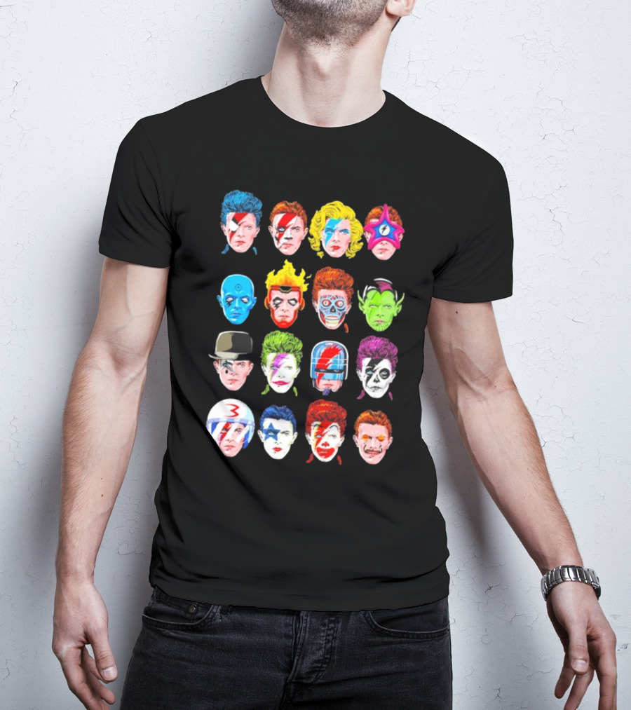 Ziggy Stardust Aladdin Sane Cartoon Pop Art Floating Heads T-Shirt