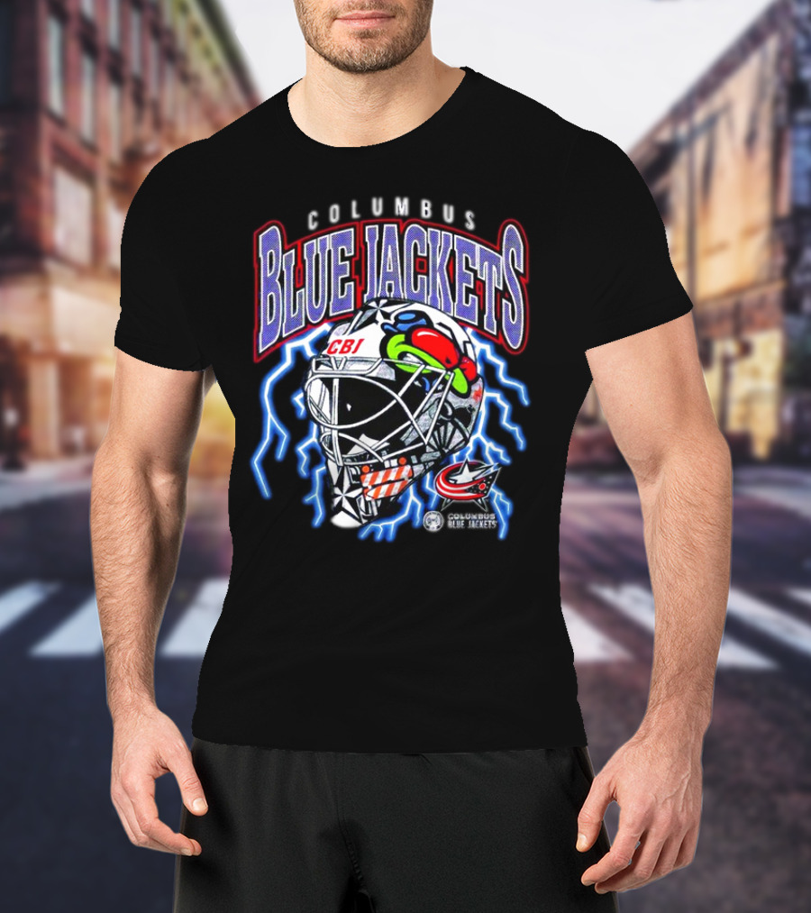 Columbus Blue Jackets CBJ Lightning Goalie Mask T-Shirt