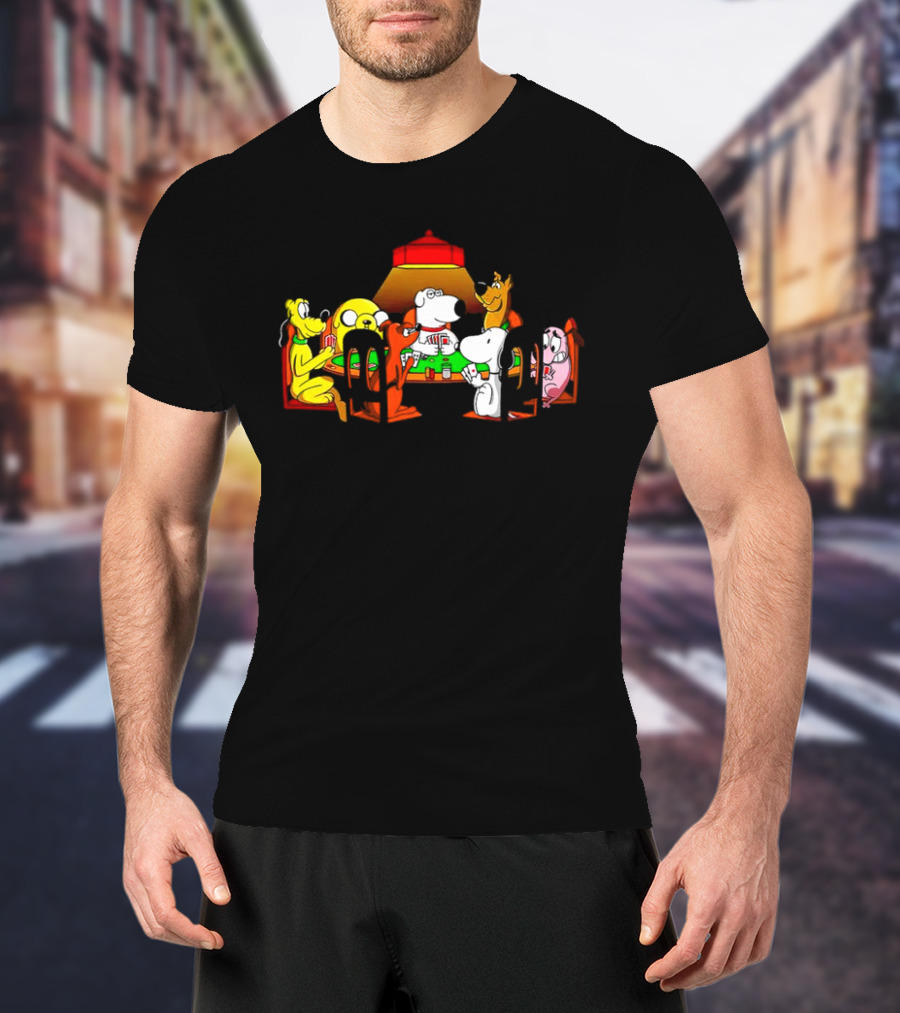 Snoopy And Dog Friends Poker Night Iconic Cartoon Characters T-Shirt