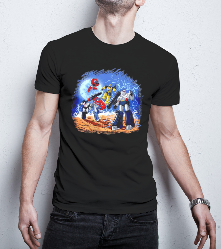 Transformers Bots Cartoon Battle Scene T-Shirt
