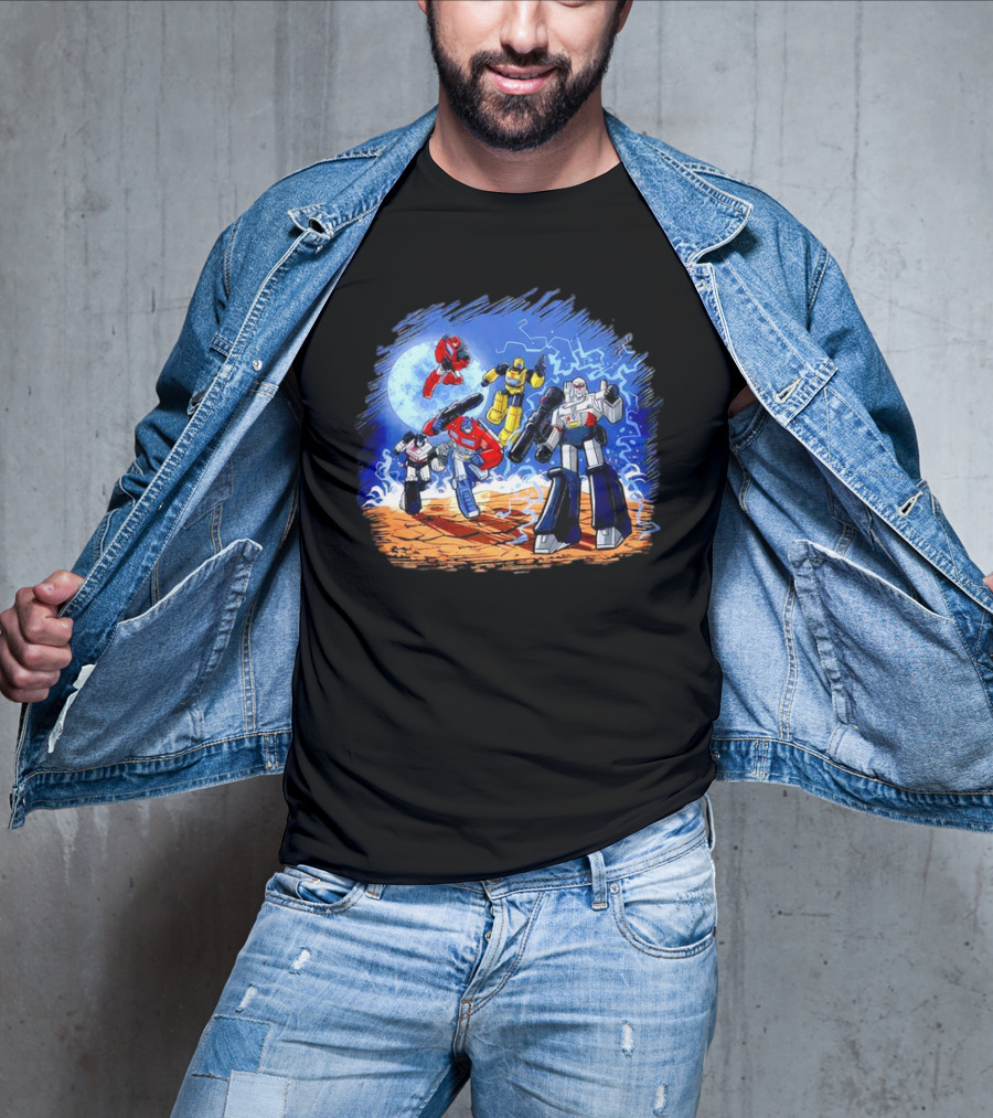 Transformers Bots Cartoon Battle Scene T-Shirt