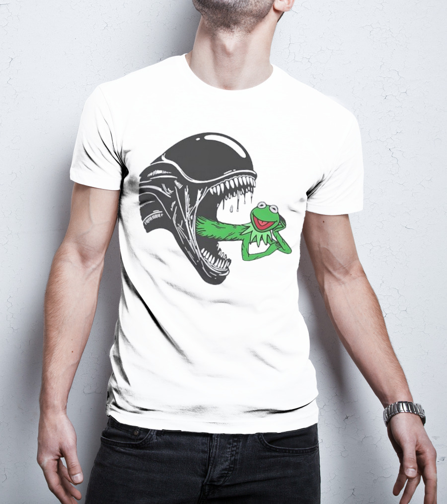 Alien Kermit Xenomorph Mashup Funny T-Shirt