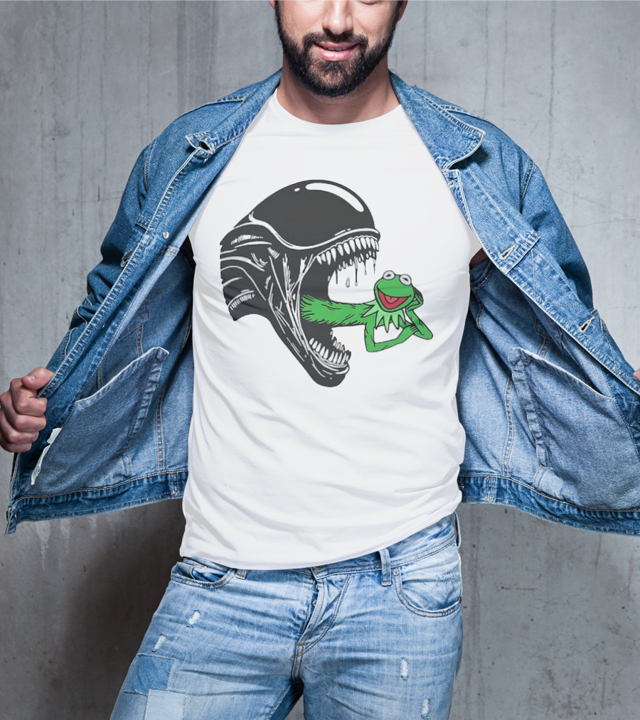 Alien Kermit Xenomorph Mashup Funny T-Shirt