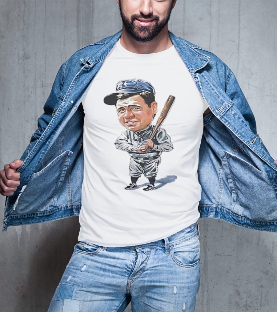 Babe Ruth NY Baseball Retro Caricature T-Shirt