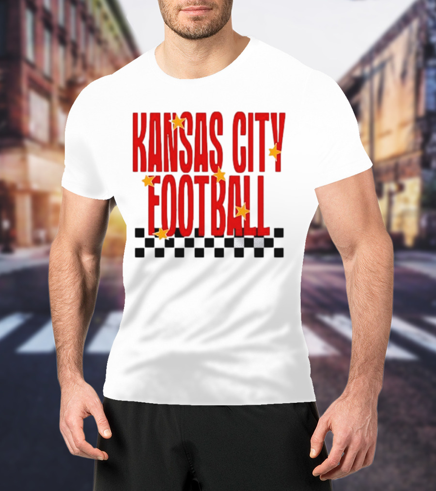 KANSAS CITY FOOTBALL Red Stars Checkerboard Deep Heather T-Shirt