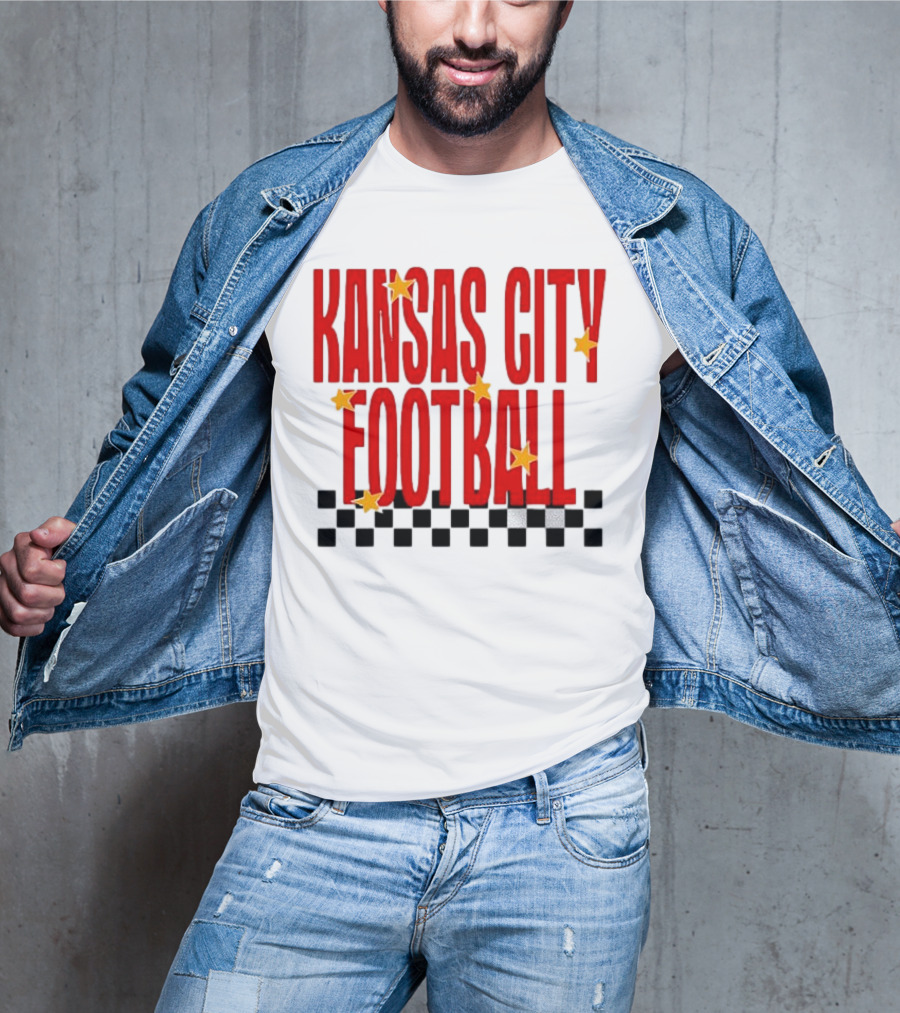 KANSAS CITY FOOTBALL Red Stars Checkerboard Deep Heather T-Shirt