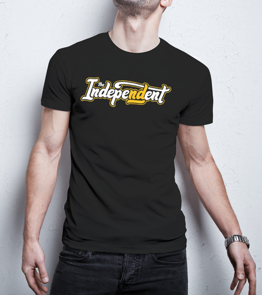 The Independent Podcast Bold Yellow And White Script T-Shirt