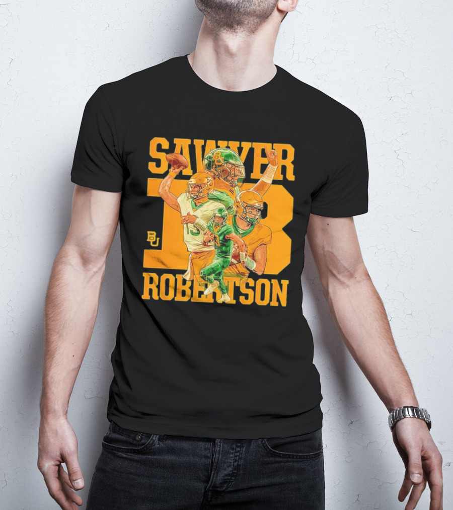 Baylor Bears Sawyer Robertson 13 Football Quarterback BU T-Shirt