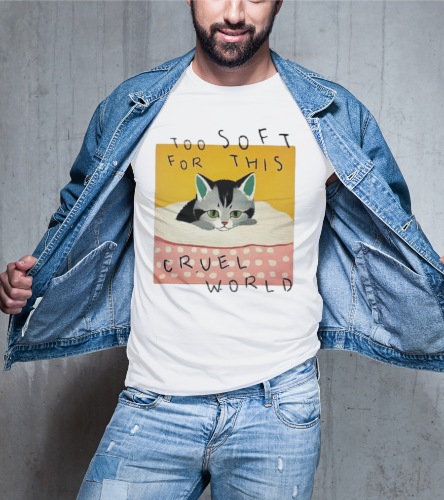 Too Soft For This Cruel World Cat In Cozy Blanket T-Shirt