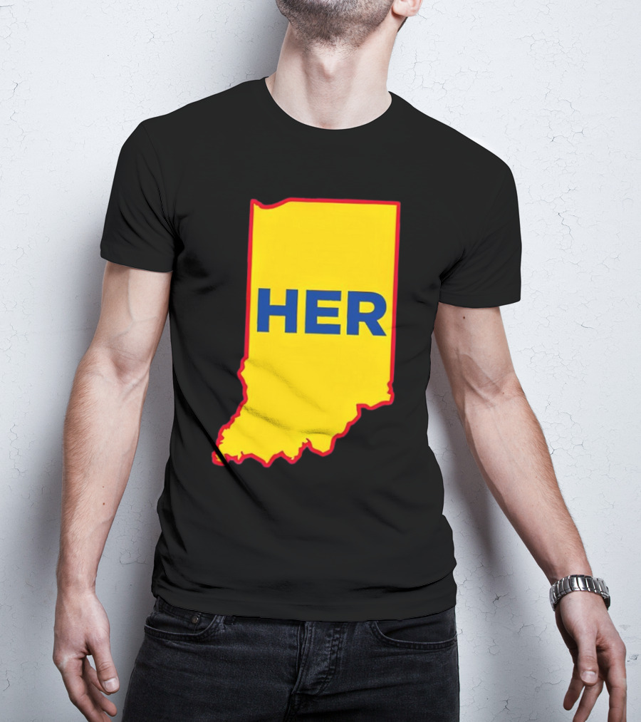 Caitlin Clark Indiana Fever Her State Yellow Map With Blue HER T-Shirt