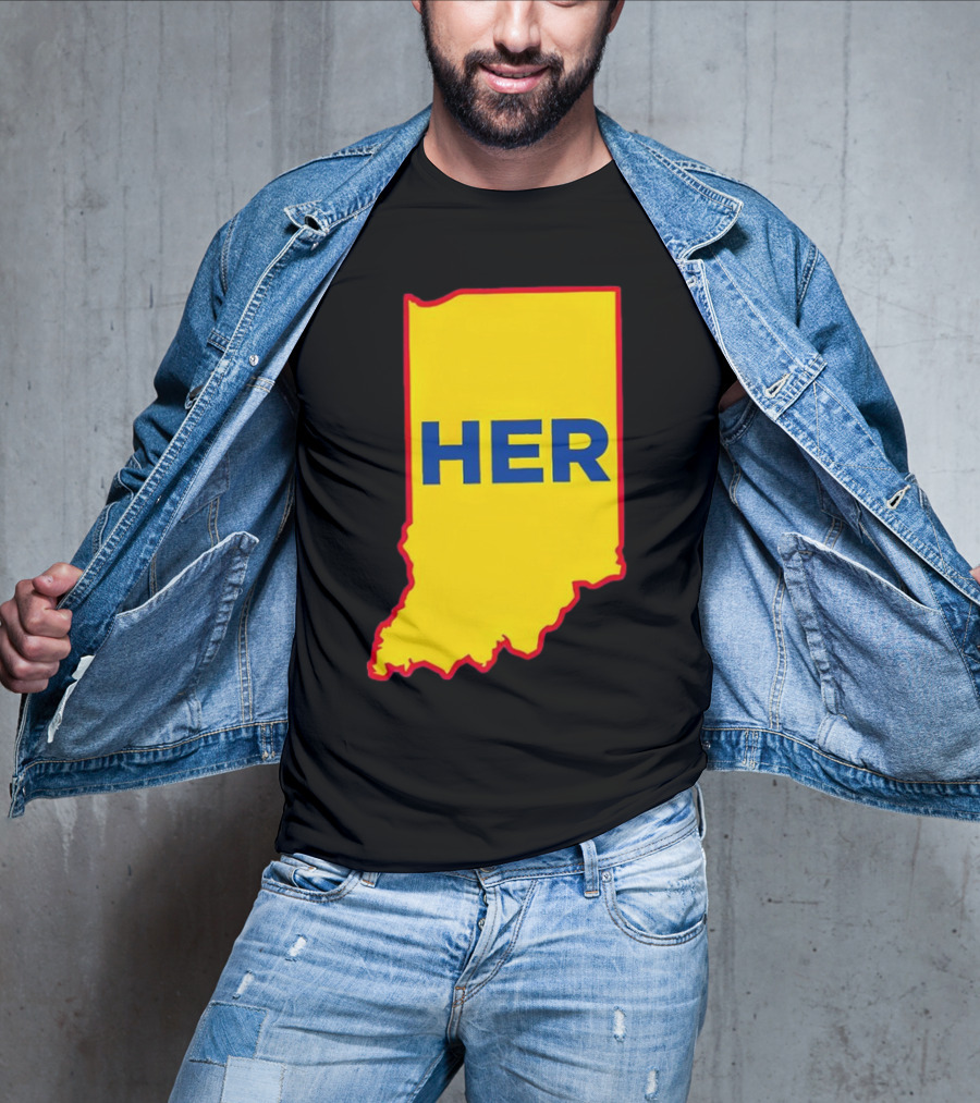 Caitlin Clark Indiana Fever Her State Yellow Map With Blue HER T-Shirt