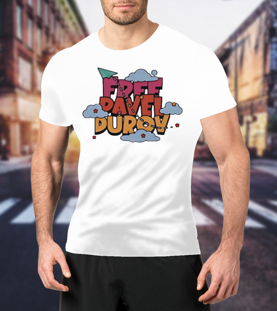 Free Pavel Durov Telegram Graffiti Clouds Paper Airplane T-Shirt