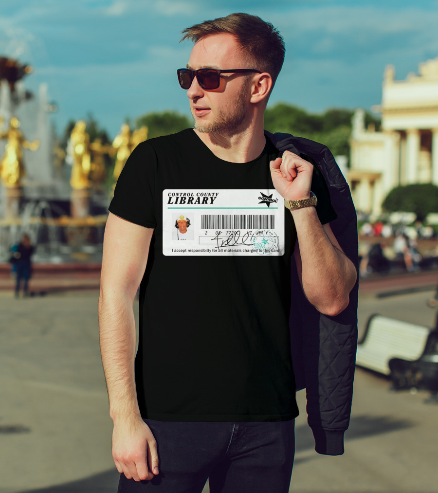 Control County Library Card Design With Signature And Photo T-Shirt