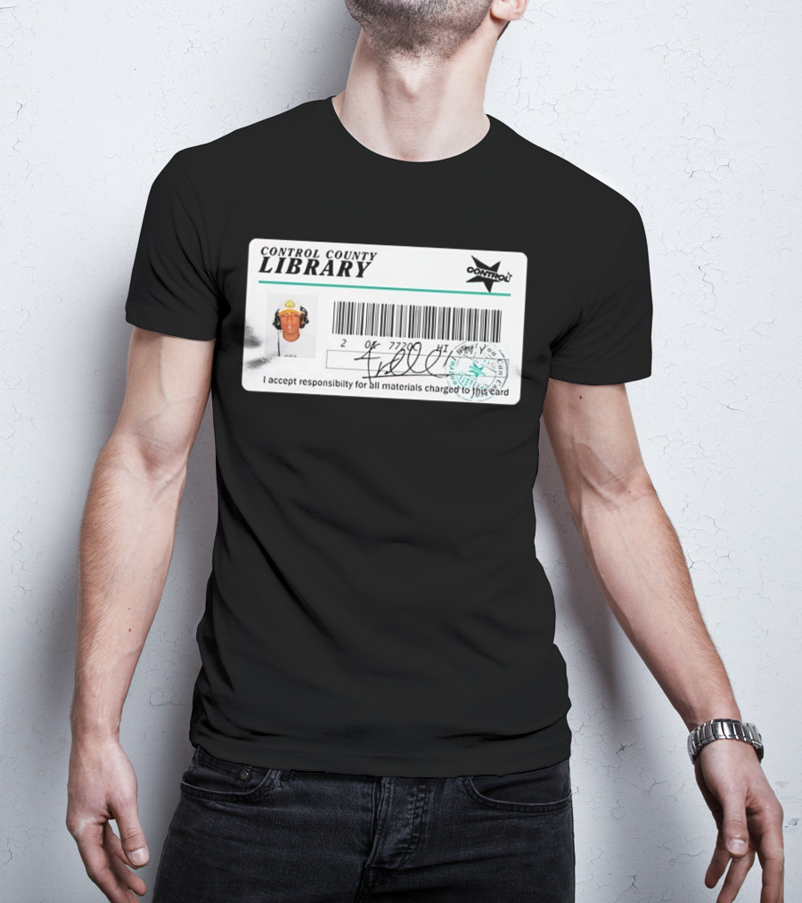 Control County Library Card Design With Signature And Photo T-Shirt