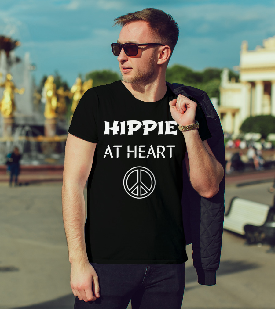 Hippie At Heart Peace Symbols Iconic Message T-Shirt