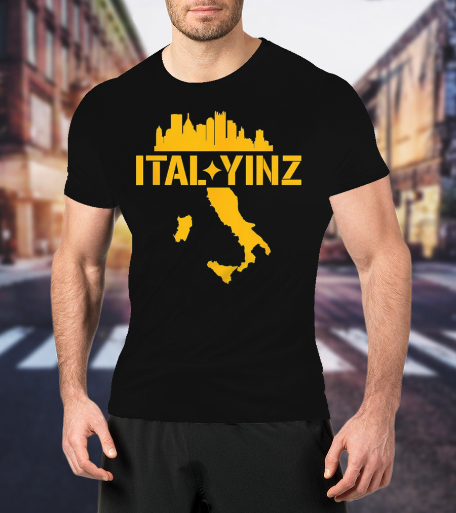Ital Yinz Pittsburgh Skyline Italy Map T-Shirt