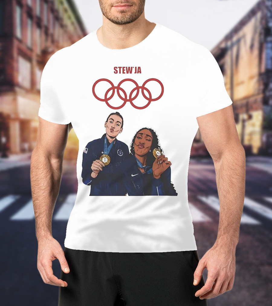 Stewja Olympic Rings A'Ja Wilson Breanna Stewart T-Shirt