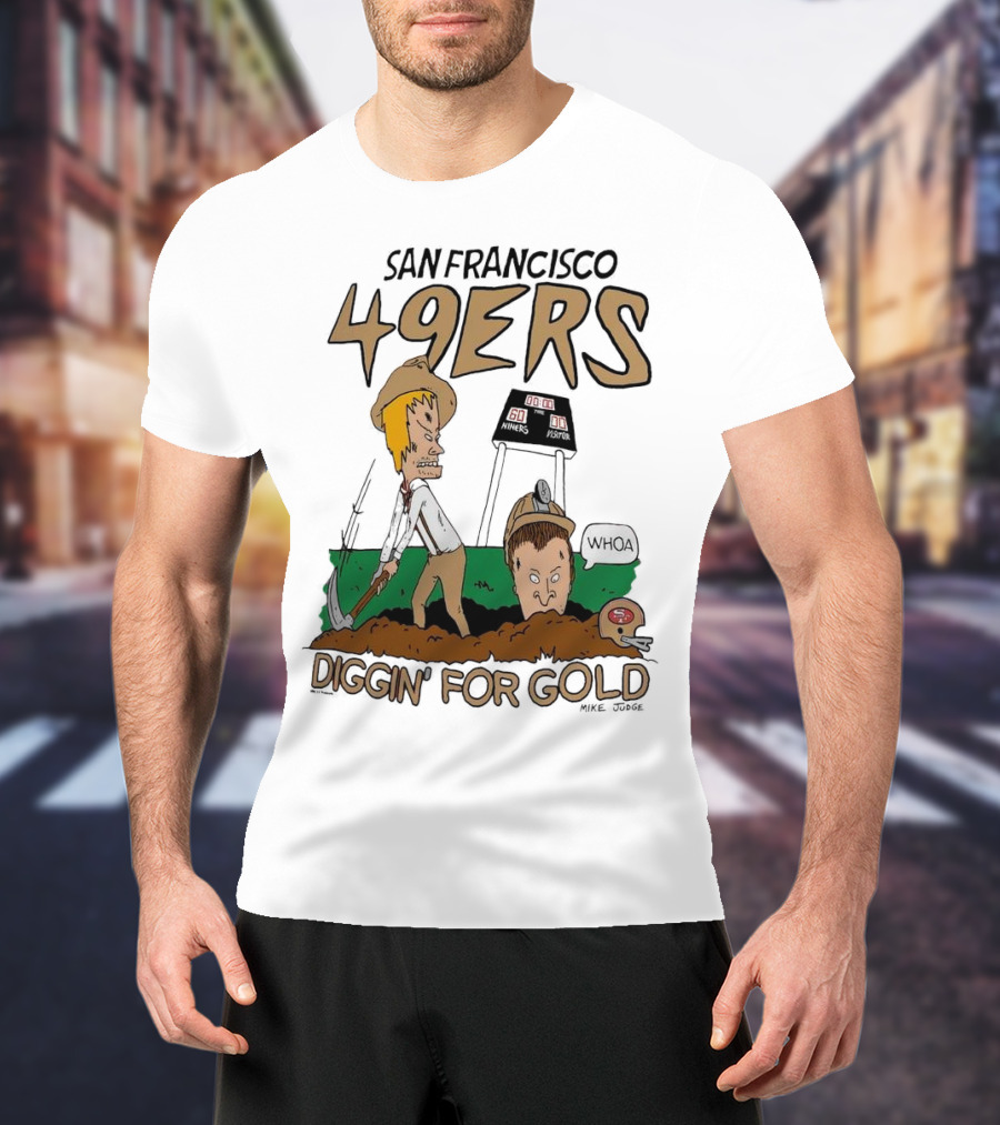 San Francisco 49ers Diggin' For Gold NFL X Beavis And Butt-Head T-Shirt