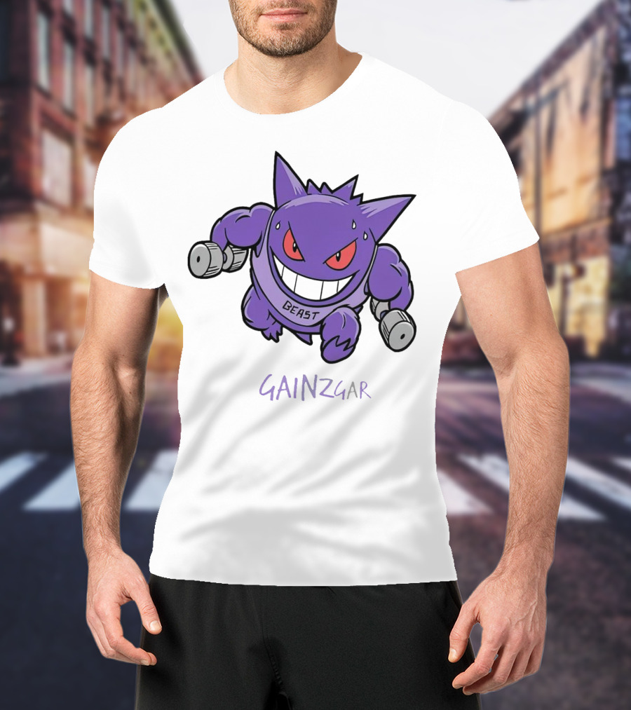 Pokemon Gengar Gainzgar Beast Lifting Dumbbells T-Shirt