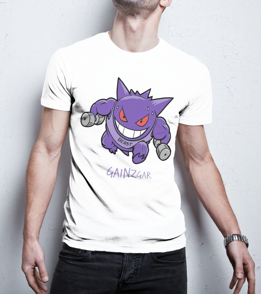 Pokemon Gengar Gainzgar Beast Lifting Dumbbells T-Shirt