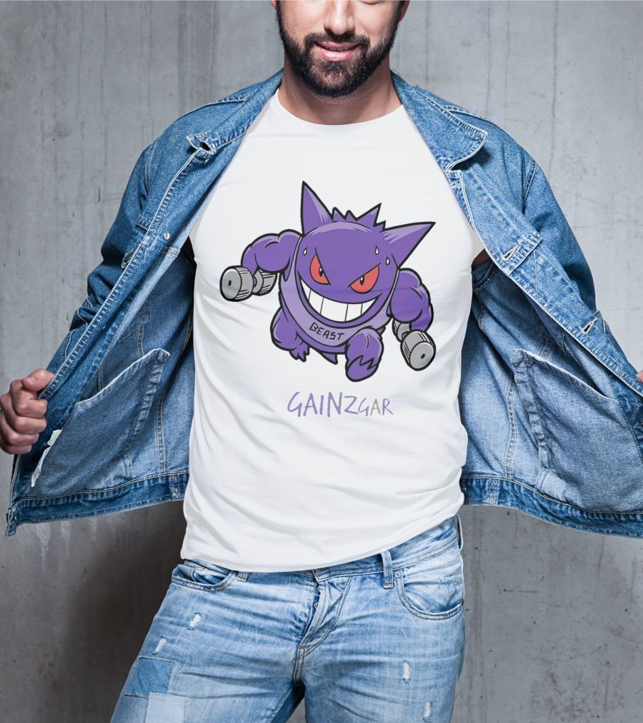Pokemon Gengar Gainzgar Beast Lifting Dumbbells T-Shirt