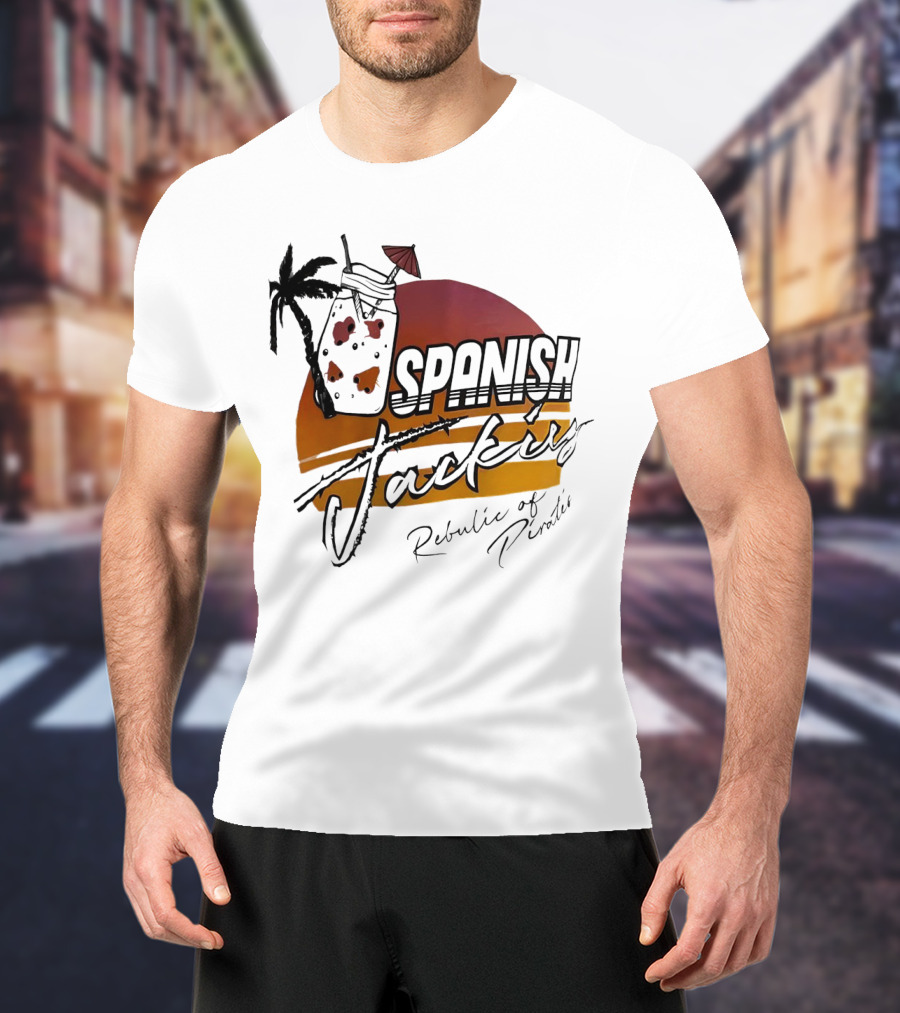 Spanish Jacking Republic Of Pirates Sunset Palm Tropical Drink T-Shirt