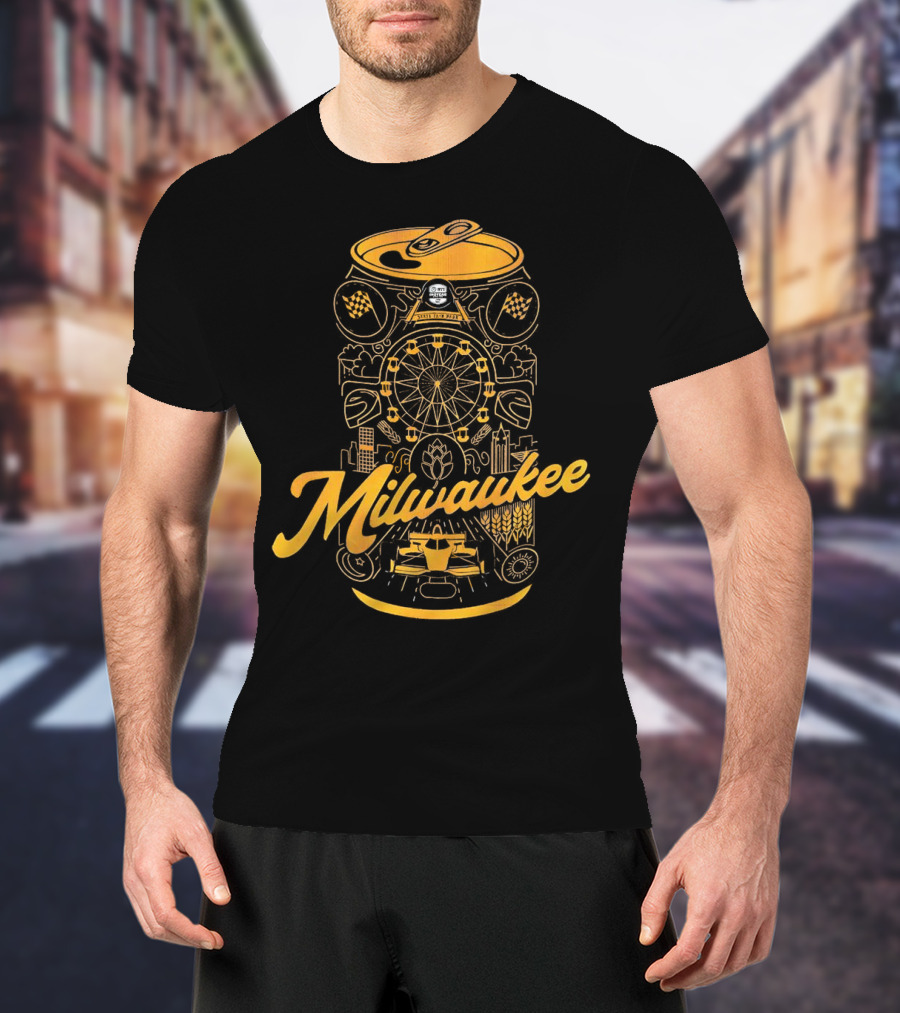 Milwaukee State Fair Park Ferris Wheel And Beer Can T-Shirt