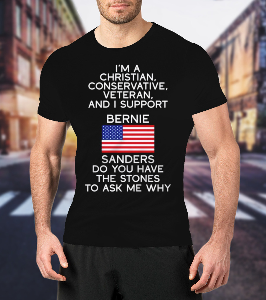 Christian Conservative Veteran Supporting Bernie Sanders American Flag Inquiry T-Shirt