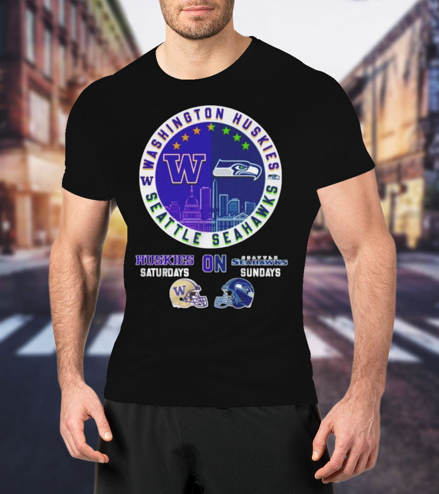 Washington Huskies Seattle Seahawks Huskies On Saturdays Seahawks On Sundays T-Shirt
