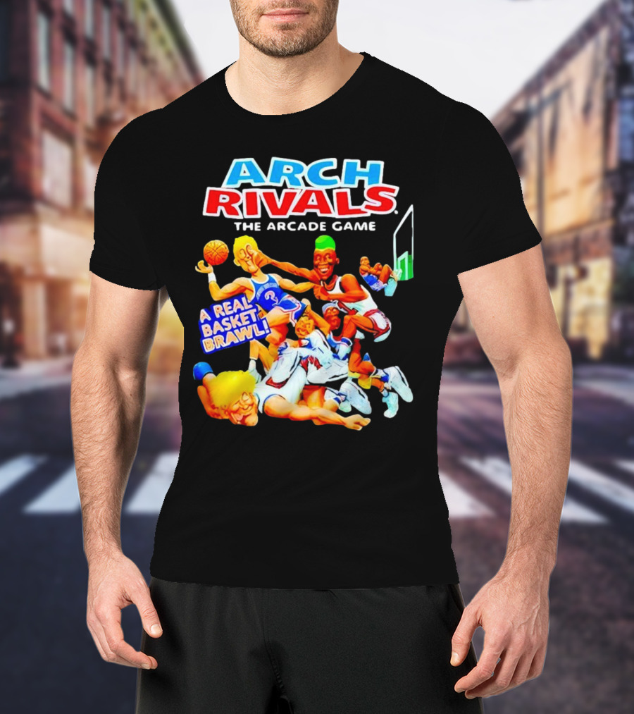 Arch Rivals Arcade Game A Real Basket Brawl Action Scene T-Shirt